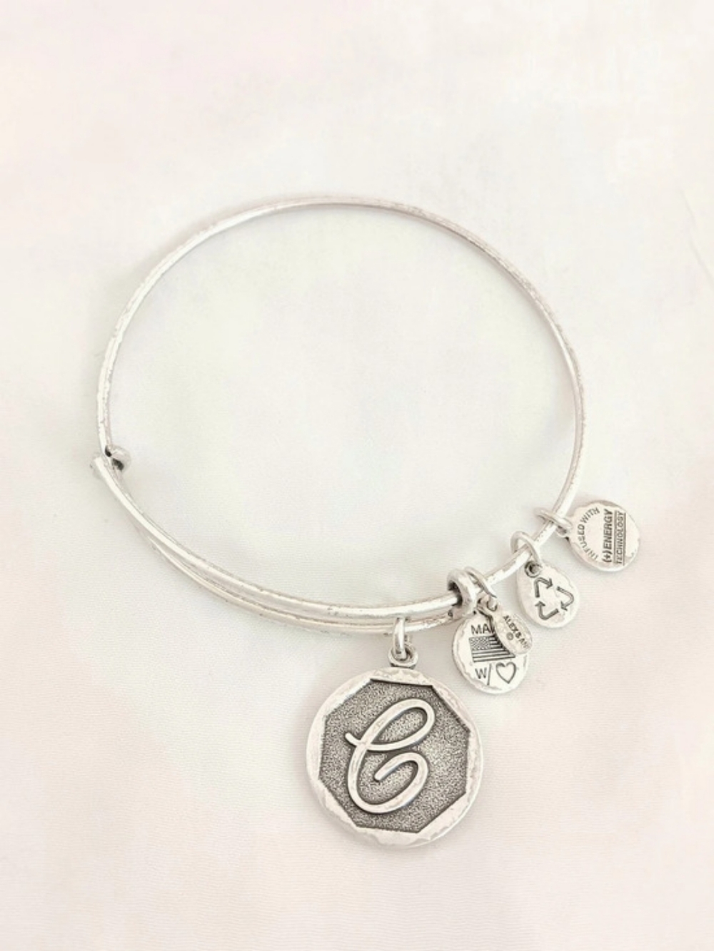 Alex and Ani Initial C Charm Bangle Silver